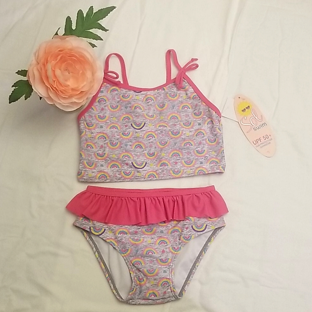 Toddler Girls Rainbow 2 Piece Set Swimsuit